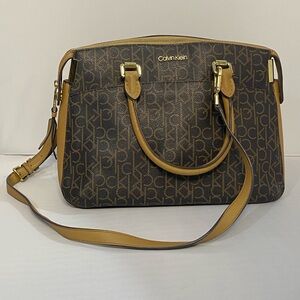Calvin Klein Tan and Brown Crossbody Satchel